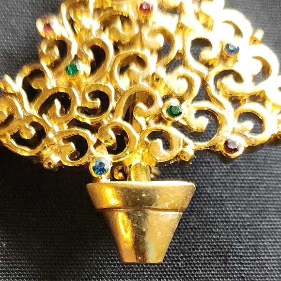 Vtg Robyn Rush Christmas Wreath RR USA & Christmas Tree Brooch Pin Rhinestones - Picture 11 of 16
